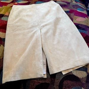 Camel Leather Long Skirt